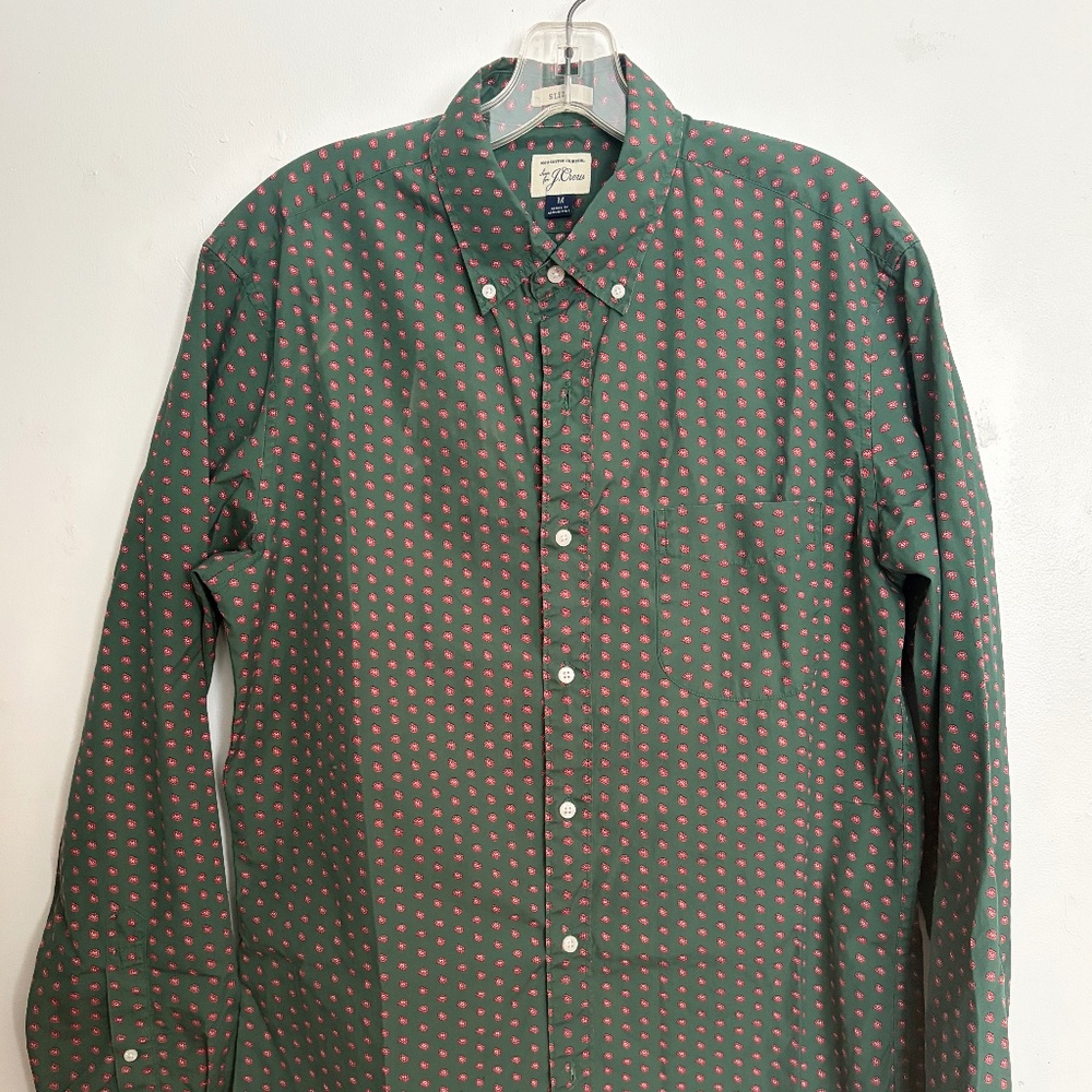 J. Crew men's green paisley shirt